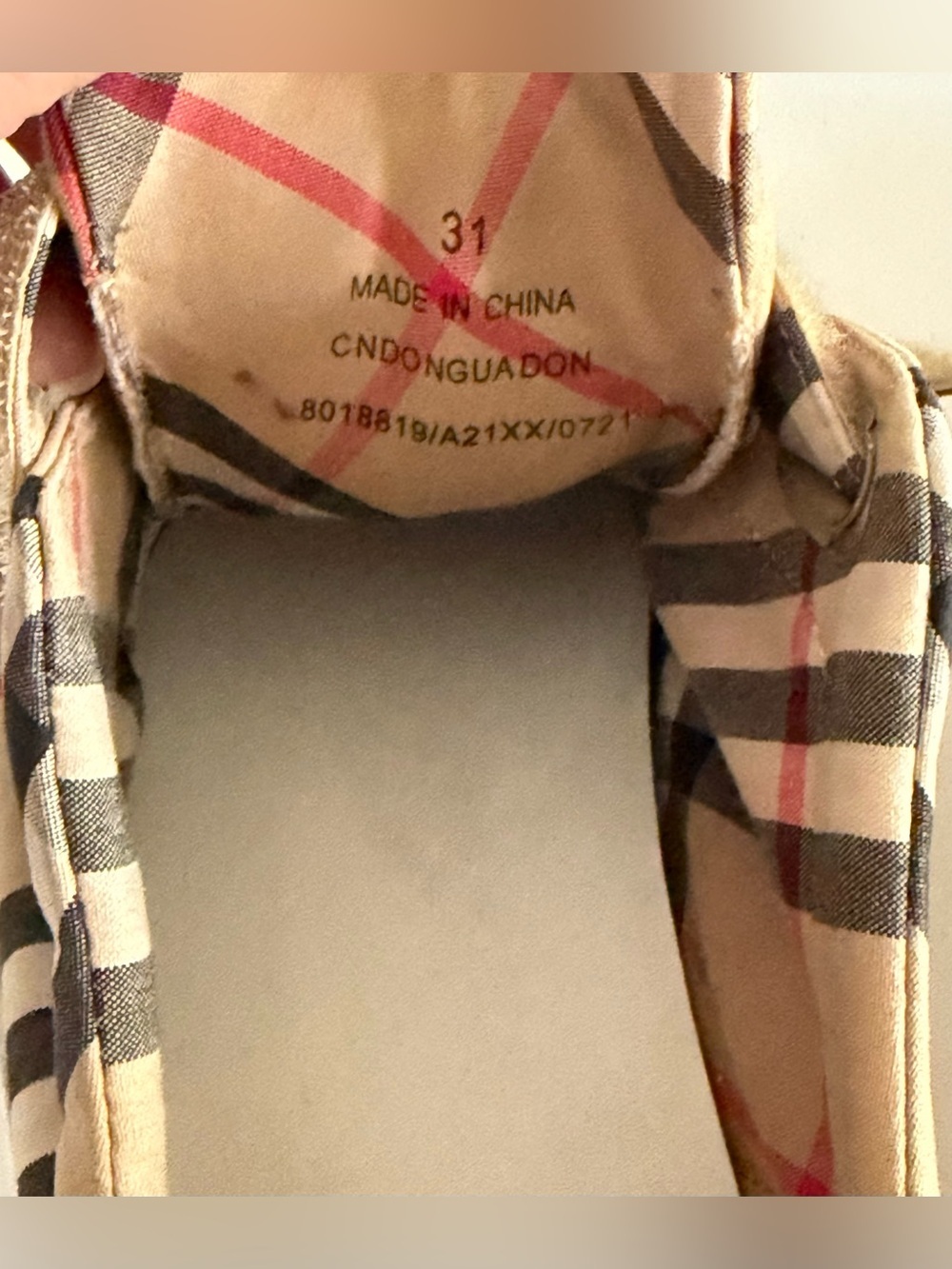 Burberry Tan Check Velcro Kids Sneakers - Picture 7 of 9